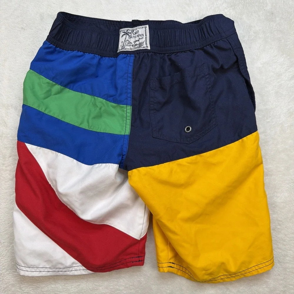 Polo Ralph Lauren Boys Swim Trunks‎ Nautical Colorblock Flag Shorts Size 8
